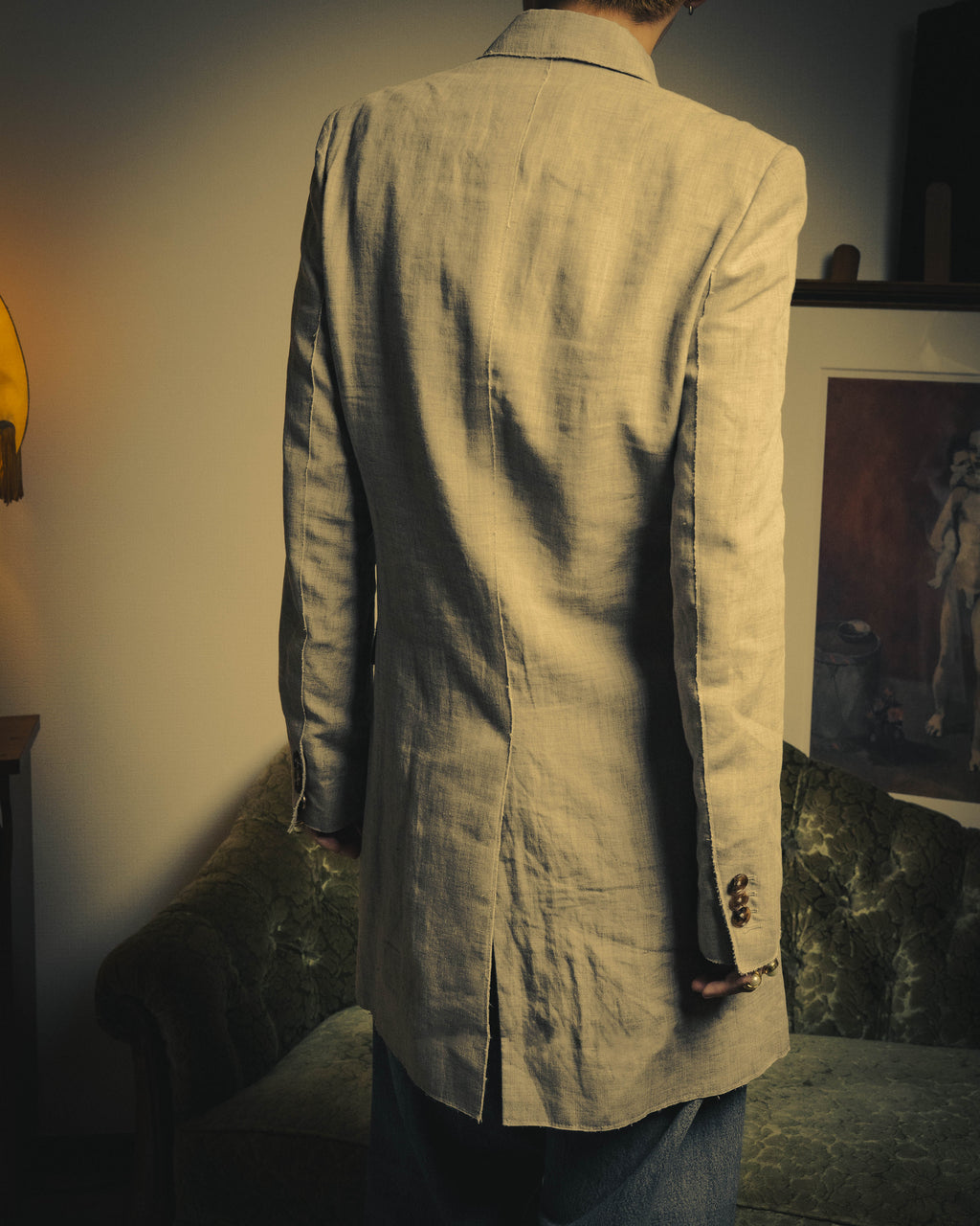 -SPECIAL- “Maison Martin Margiela” 2014SS raw-edge linen tailored jacket