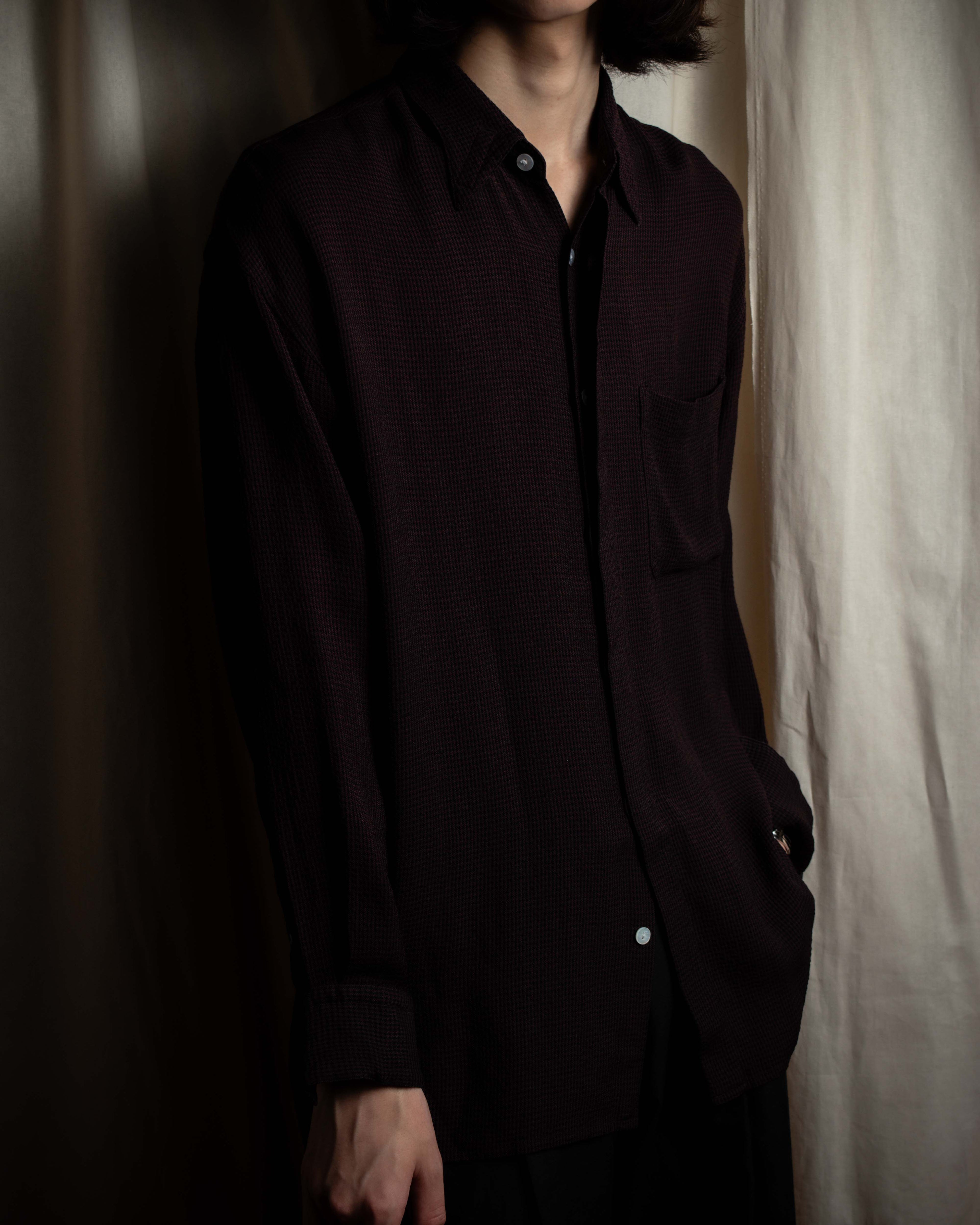 "JEAN PAUL GAULTIER" Draping form burgundy shirt