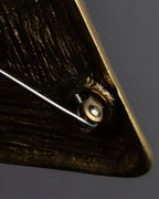 "YVES SAINT LAURENT" Granular texture diamond gold brooch