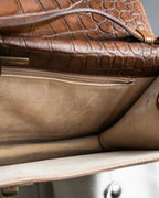 "GIORGIO ARMANI" crocodile leather box shoulder bag