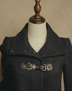 “miu miu” 00’s-10’s Wool angora leather buckle coat