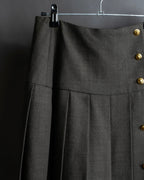 "CHANEL" Side button design pleated flared skirt