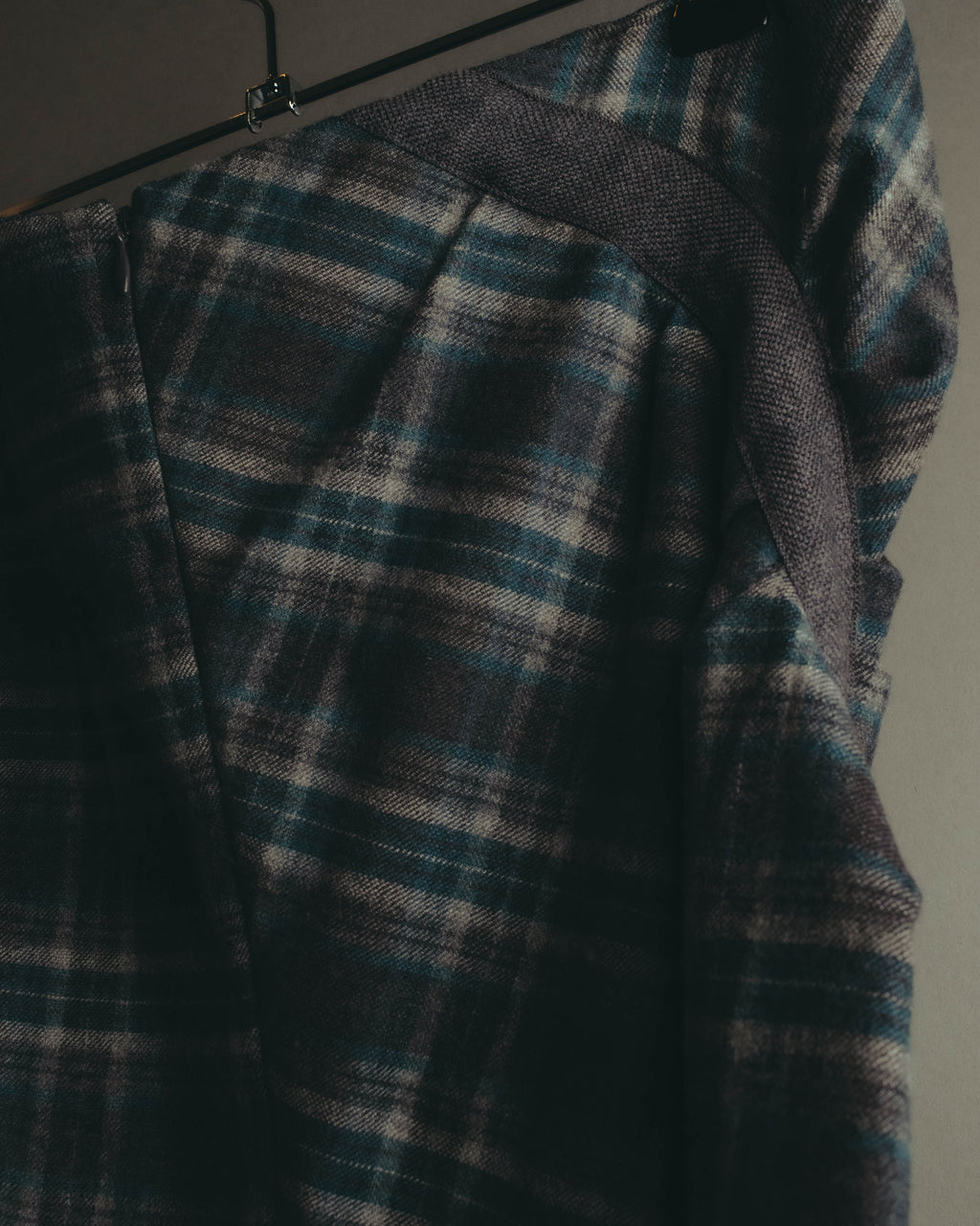 "BRUNELLO CUCINELLI" Late 90's-early 10's Soft wool plaid draped skirt