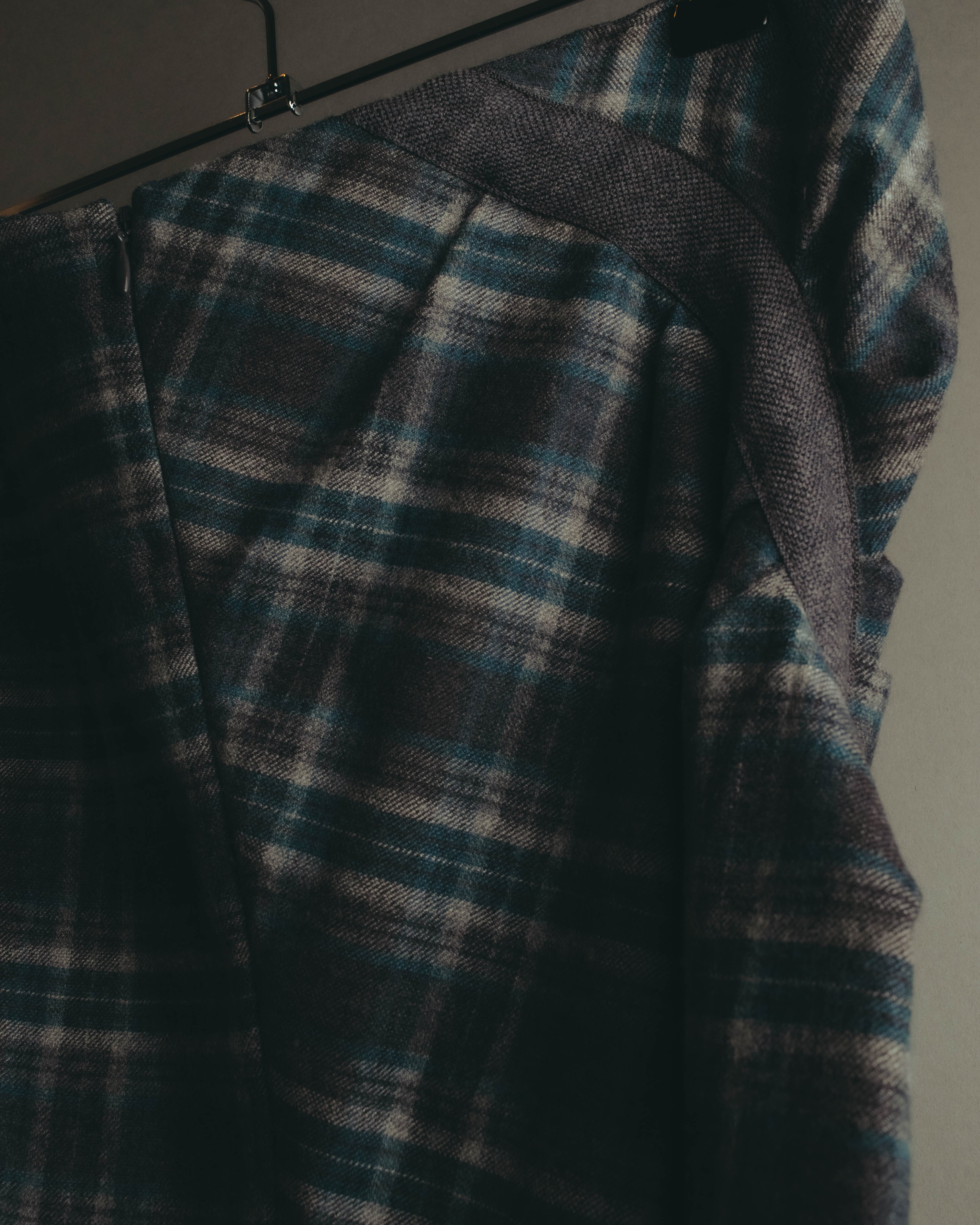 "BRUNELLO CUCINELLI" Late 90's-early 10's Soft wool plaid draped skirt