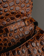 -SPECIAL- "Salvatore Ferragamo" 90's Glossy crocodile pattern shoulder bag