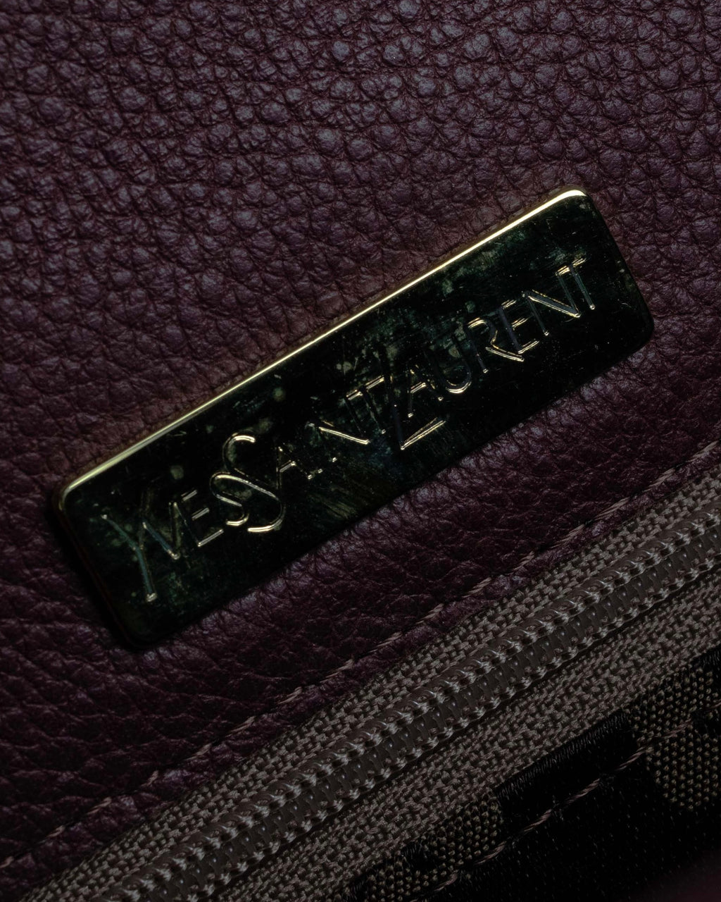 "YVES SAINT LAURENT" Diamond trim design 2way leather handle bag