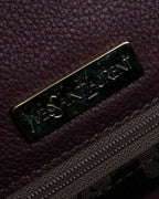 "YVES SAINT LAURENT" Diamond trim design 2way leather handle bag