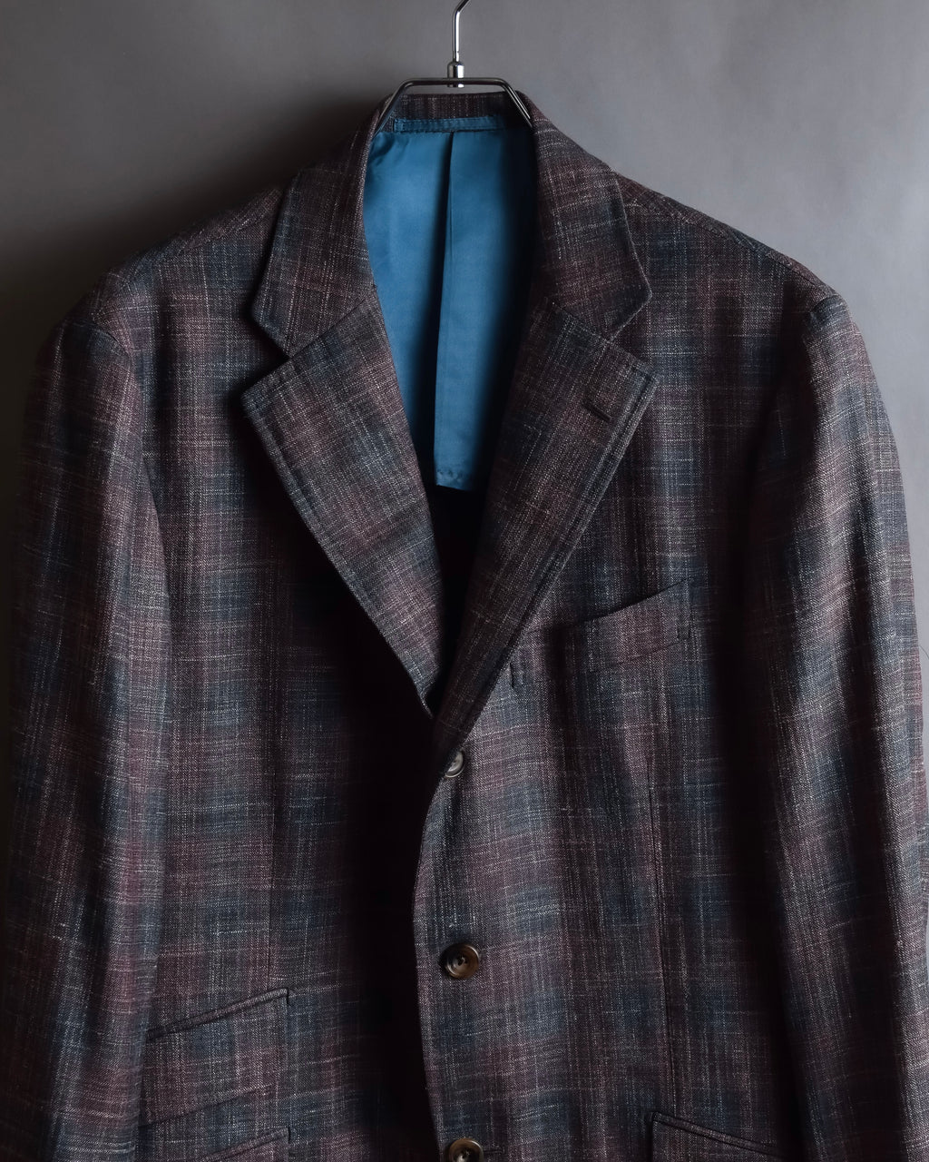 "Tex Teq" Gradient check pattern tailored jacket