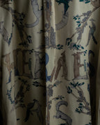 "HERMES" Natural animal pattern oversized silk shirt