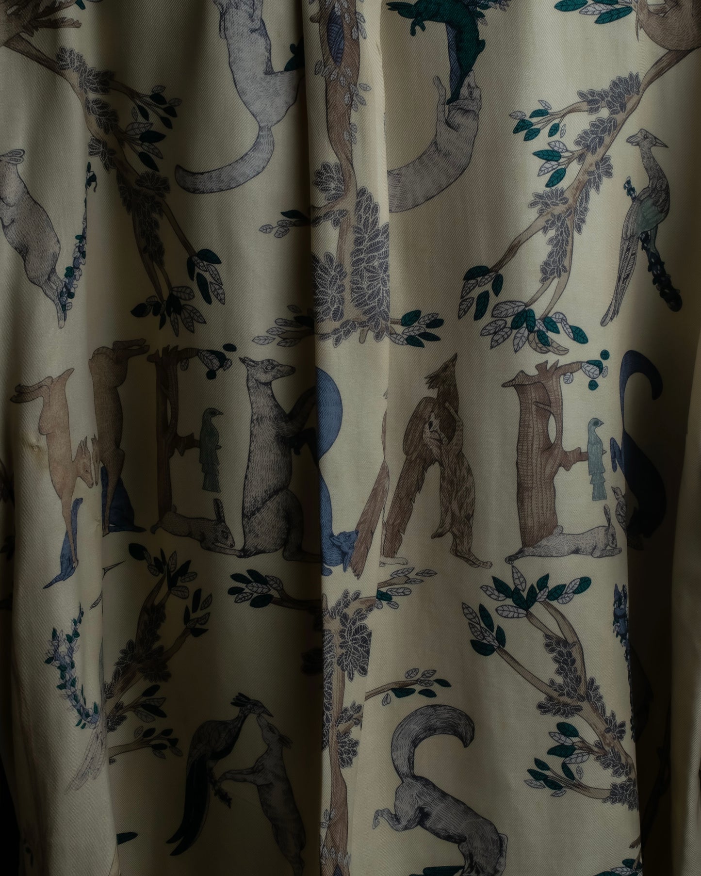 "HERMES" Natural animal pattern oversized silk shirt