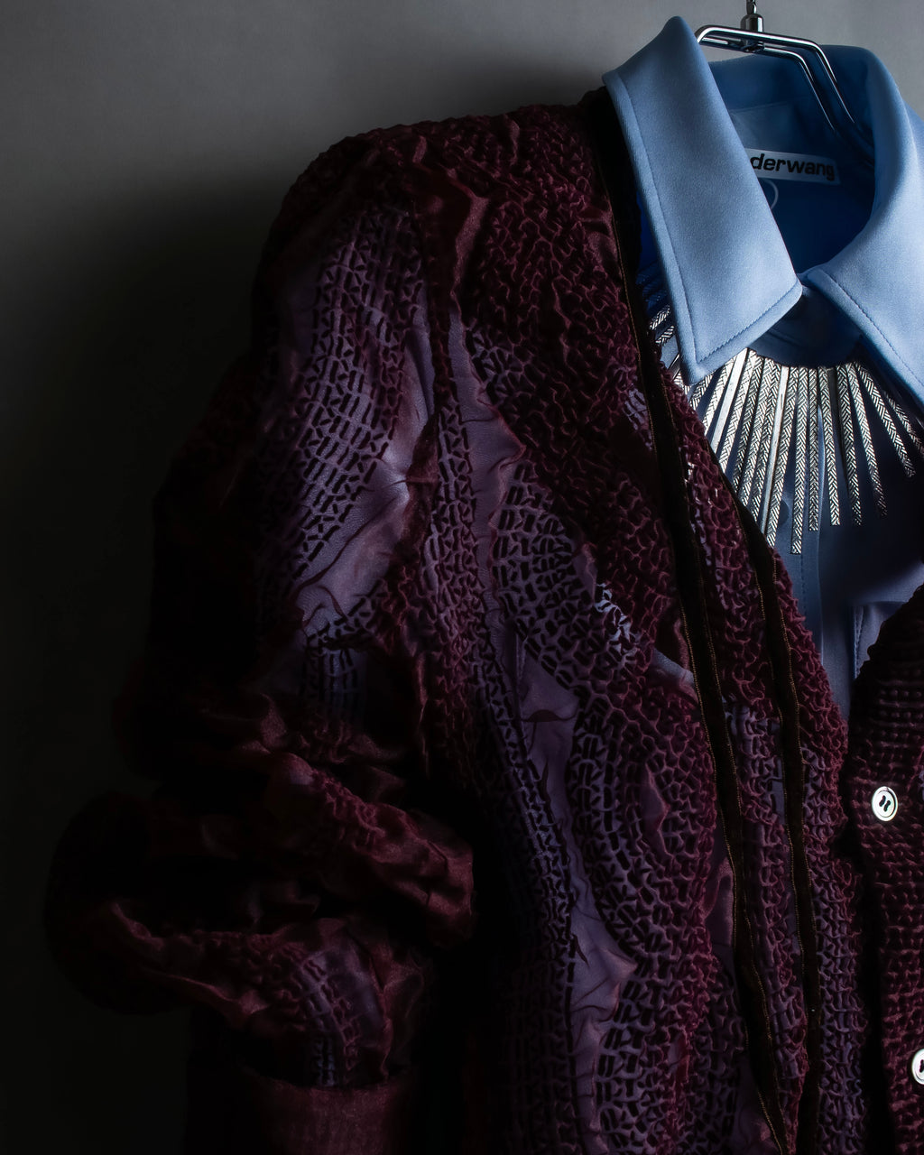 "robe de chambre COMME des GARCONS" Cable knit sheer shirt collar cardigan