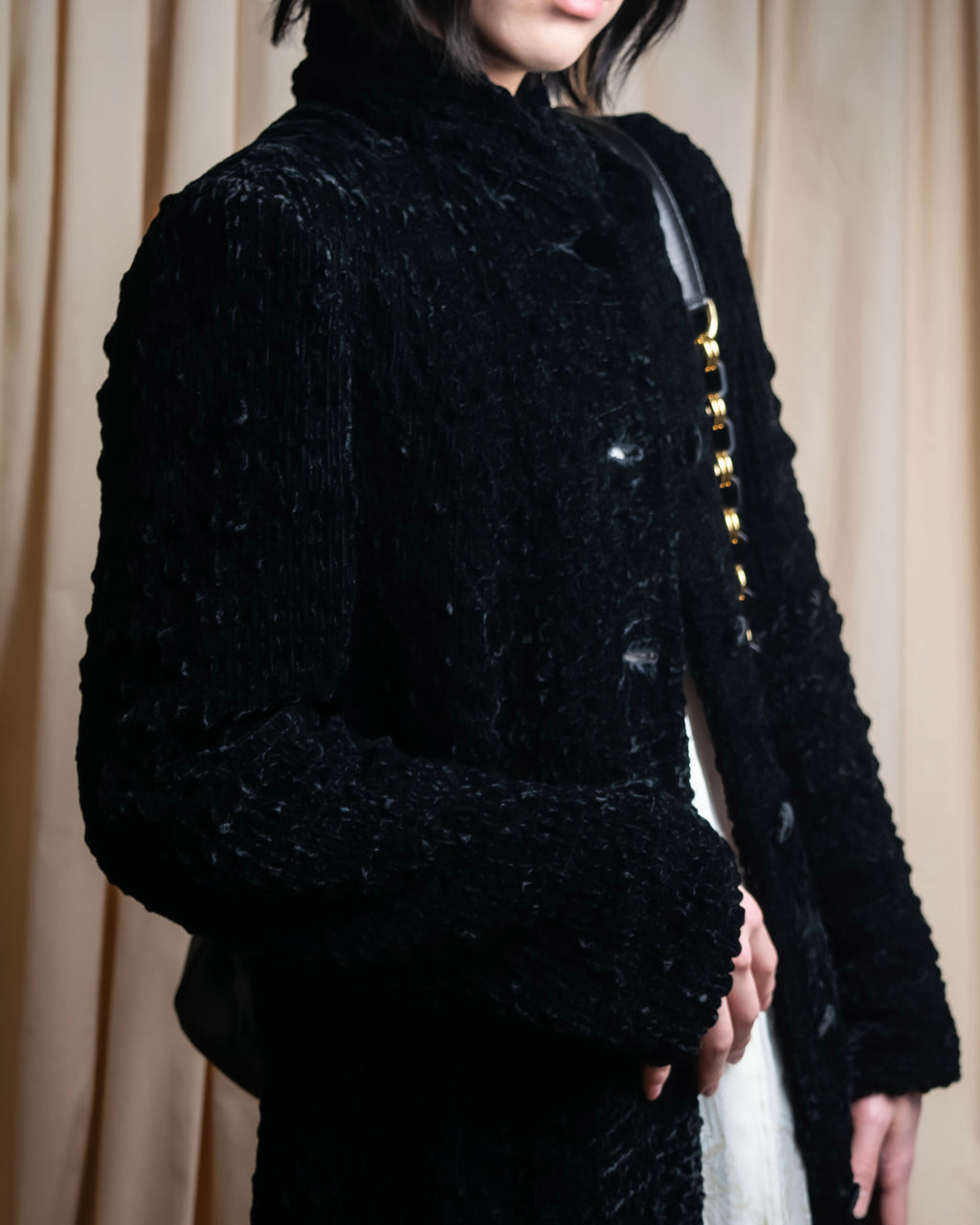 "GIORGIO ARMANI" Stand collar velour long coat