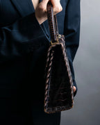 "YVES SAINT LAURENT" Crocodile pattern stitching handbag