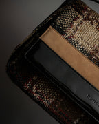 "BURBERRY" Combination leather design check pattern one-shoulder bag