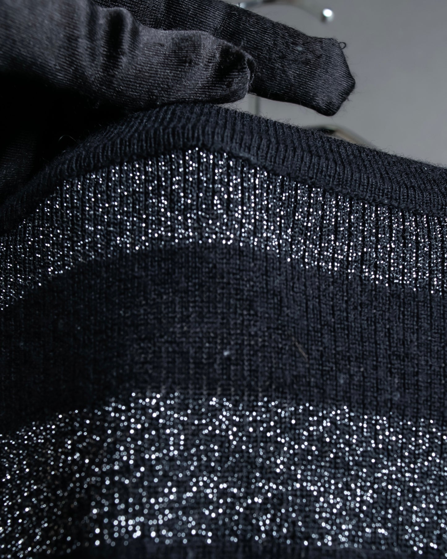 "Saint Laurent Paris" Glittery border pattern relaxed knit