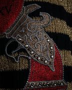 "GUCCI" 17-18aw striped lurex emblem knit sweater