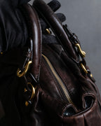 "MIU MIU" Tuck pleat design leather hand bag