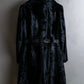 "EMPORIO ARMANI"  Leather belted design velour mid length gown coat