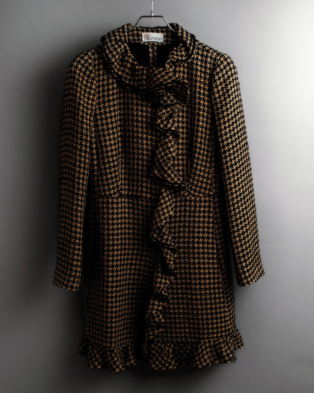 "RED VALENTINO" Ruffled frill detail tweed coat