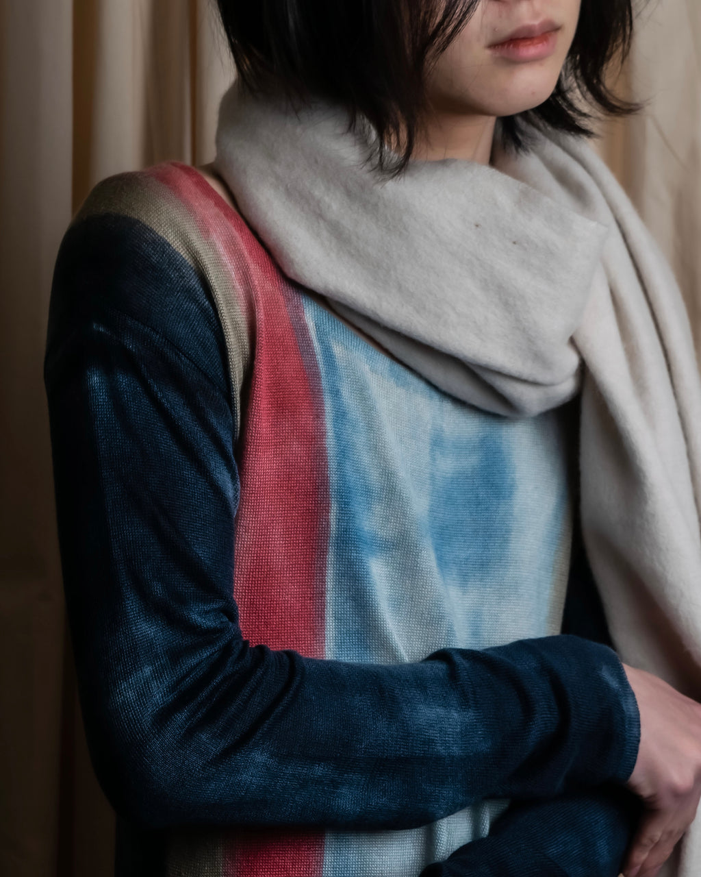 "Loro Piana" Hand-painted gradient knit tunic