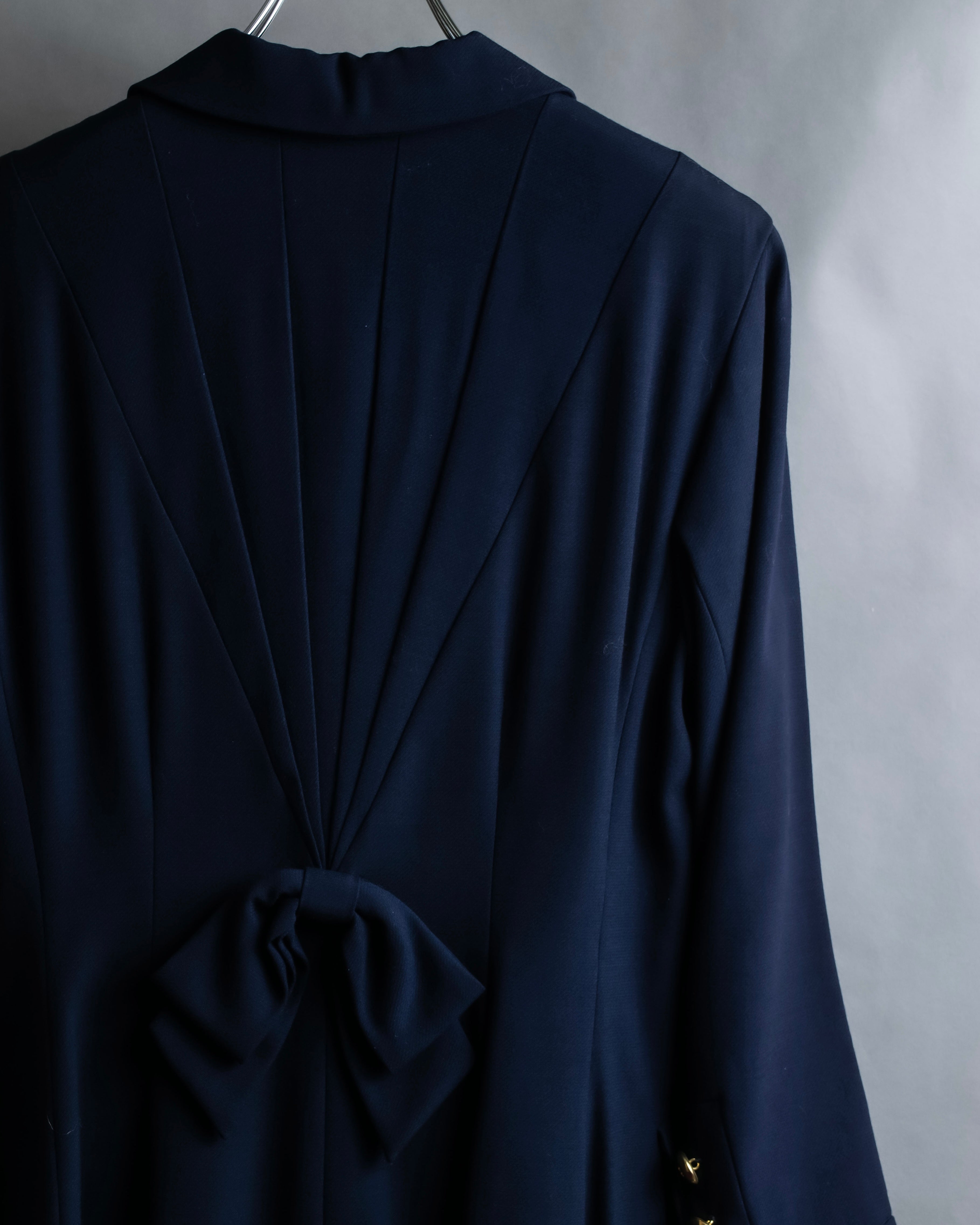 "BALENCIAGA" Gold button design navy color dress