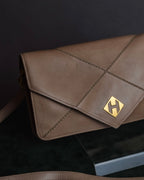 "HERMES" 70's Diamond stitched envelope leather bag