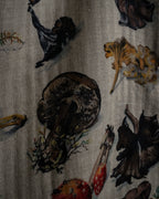 "HERMES" 80's Carré 90 Les Champignons II silk scarf