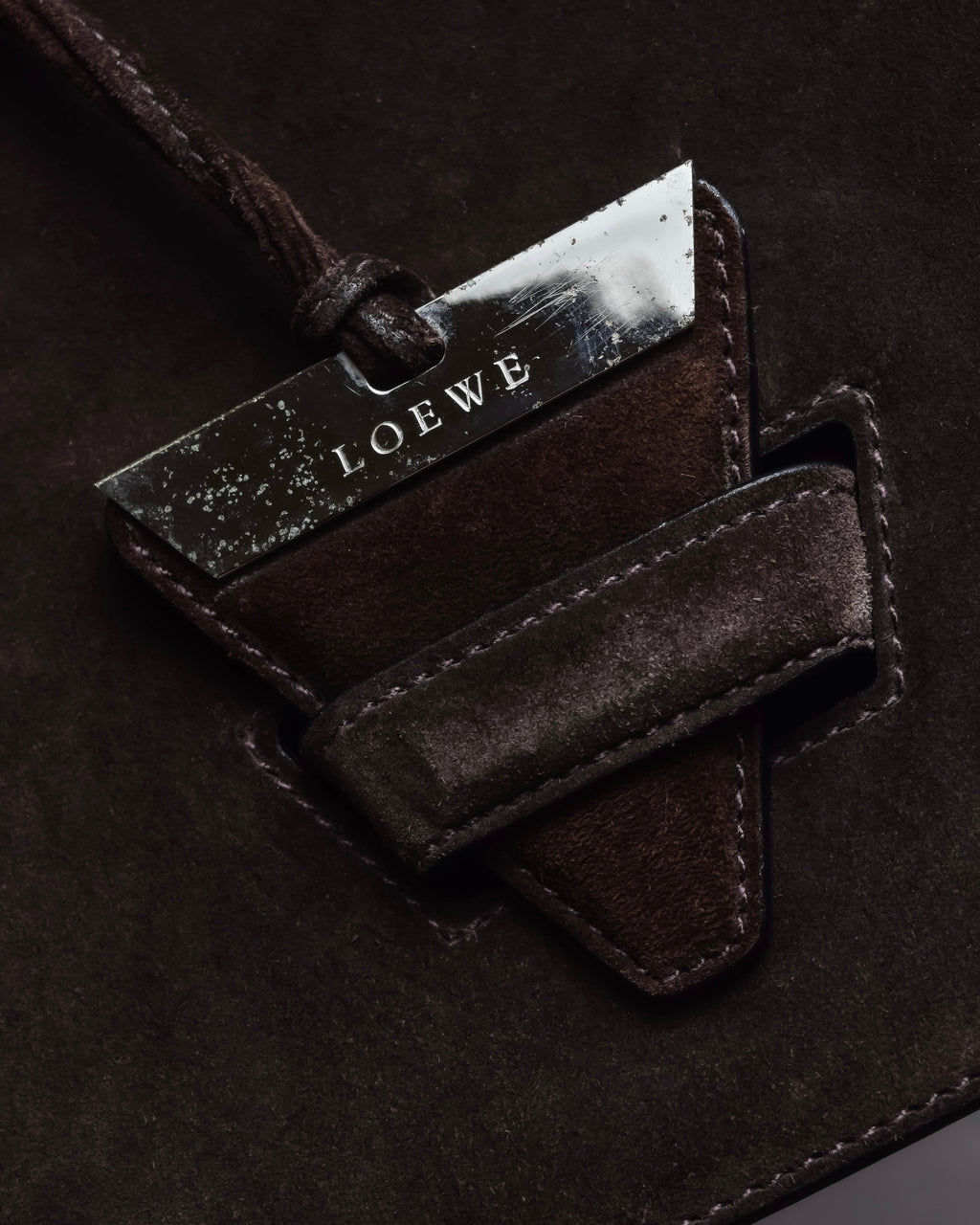 "LOEWE" Textured suede panel barcelona shoulder bag