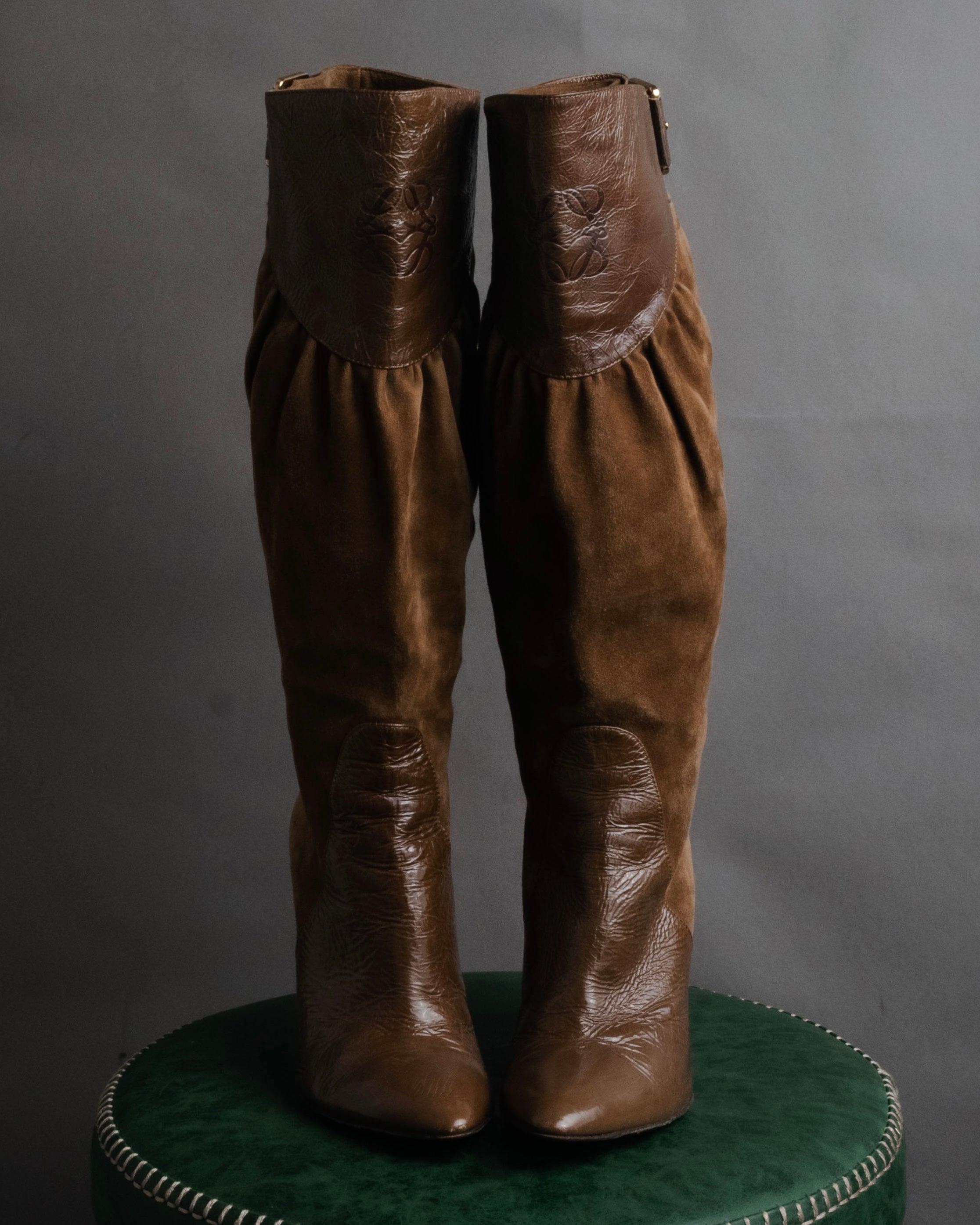 “LOEWE” 2000’s Gathered wedge long boots