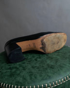 "GUCCI" Metal plate design leather heel pumps