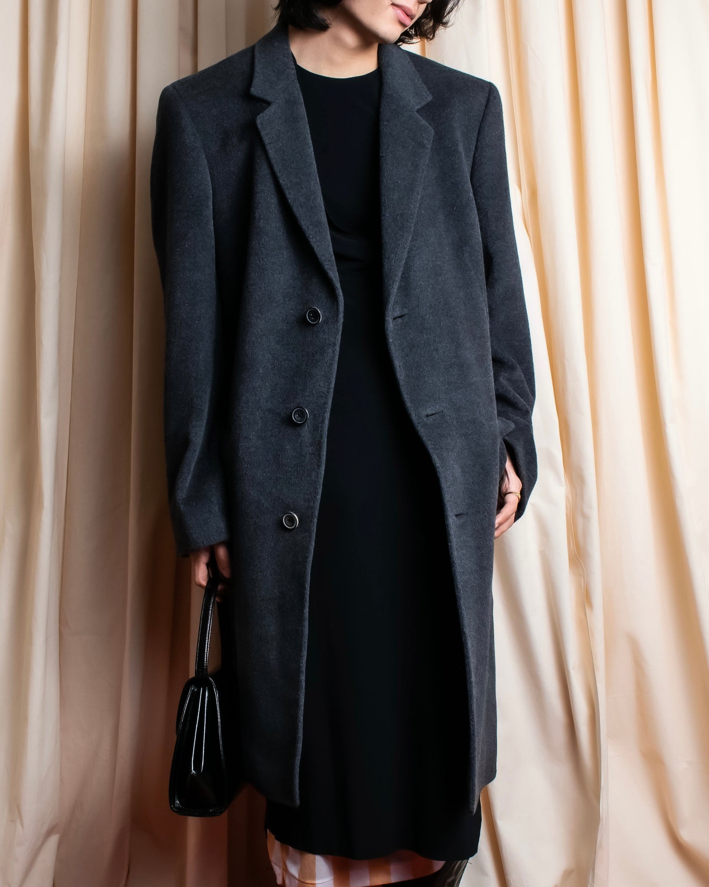 "GIANERANCO FERRE" Angora wool blend long chester coat