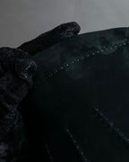 "HERMES" Tout en Douceur black suede panel line shoulder bag