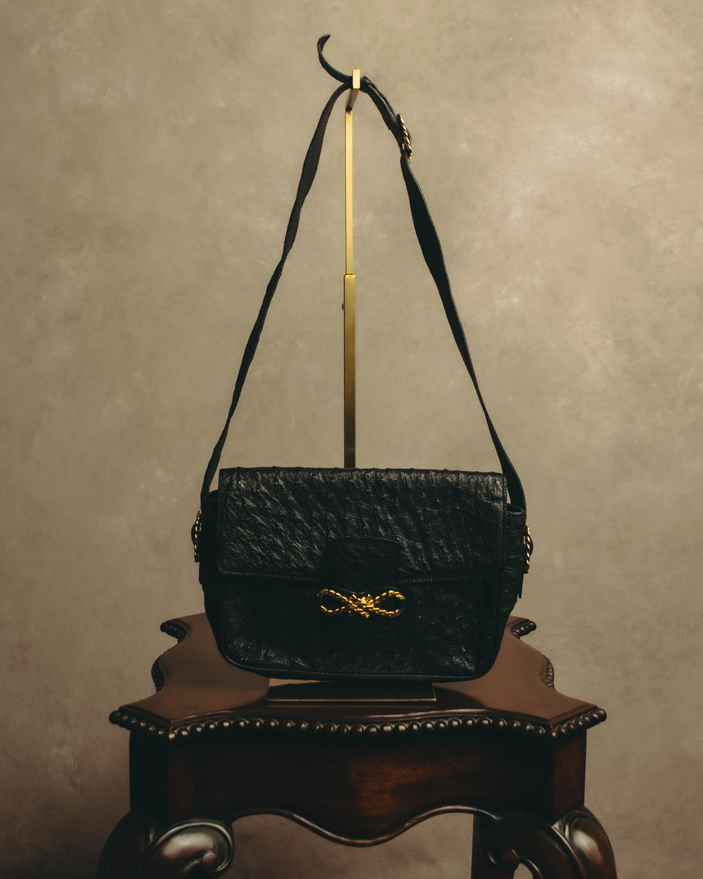 -SPECIAL- “CELINE“ 00’s-10’s Ostrich embossed leather shoulder bag
