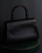 -SPECIAL- "GUCCI"  1980-1986's Inherited model grained leather bamboo bag