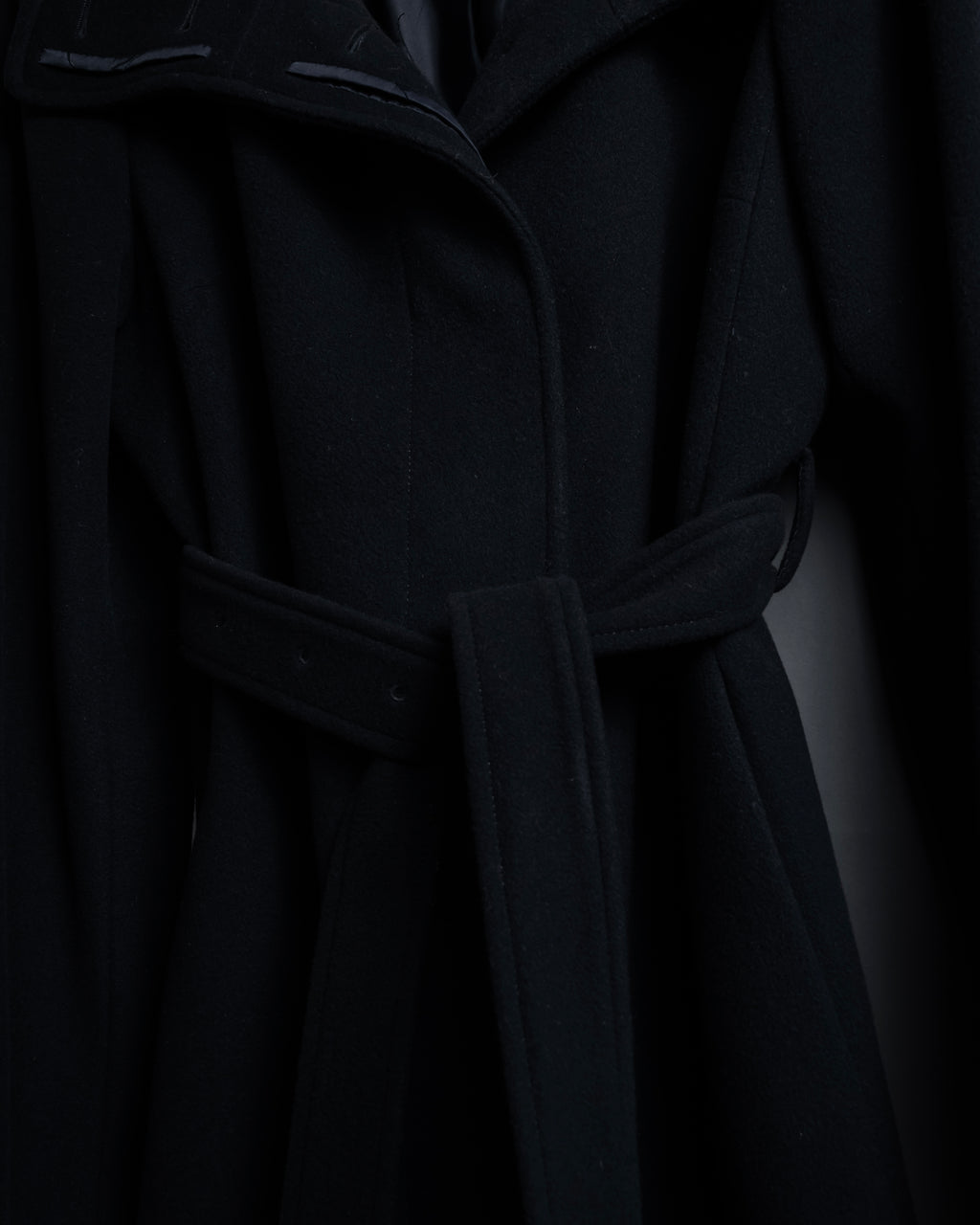 "BURBERRY" Belted design stand collar cashmere mix long coat