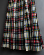 "PINK HOUSE" Tartan check pleated wrap skirt