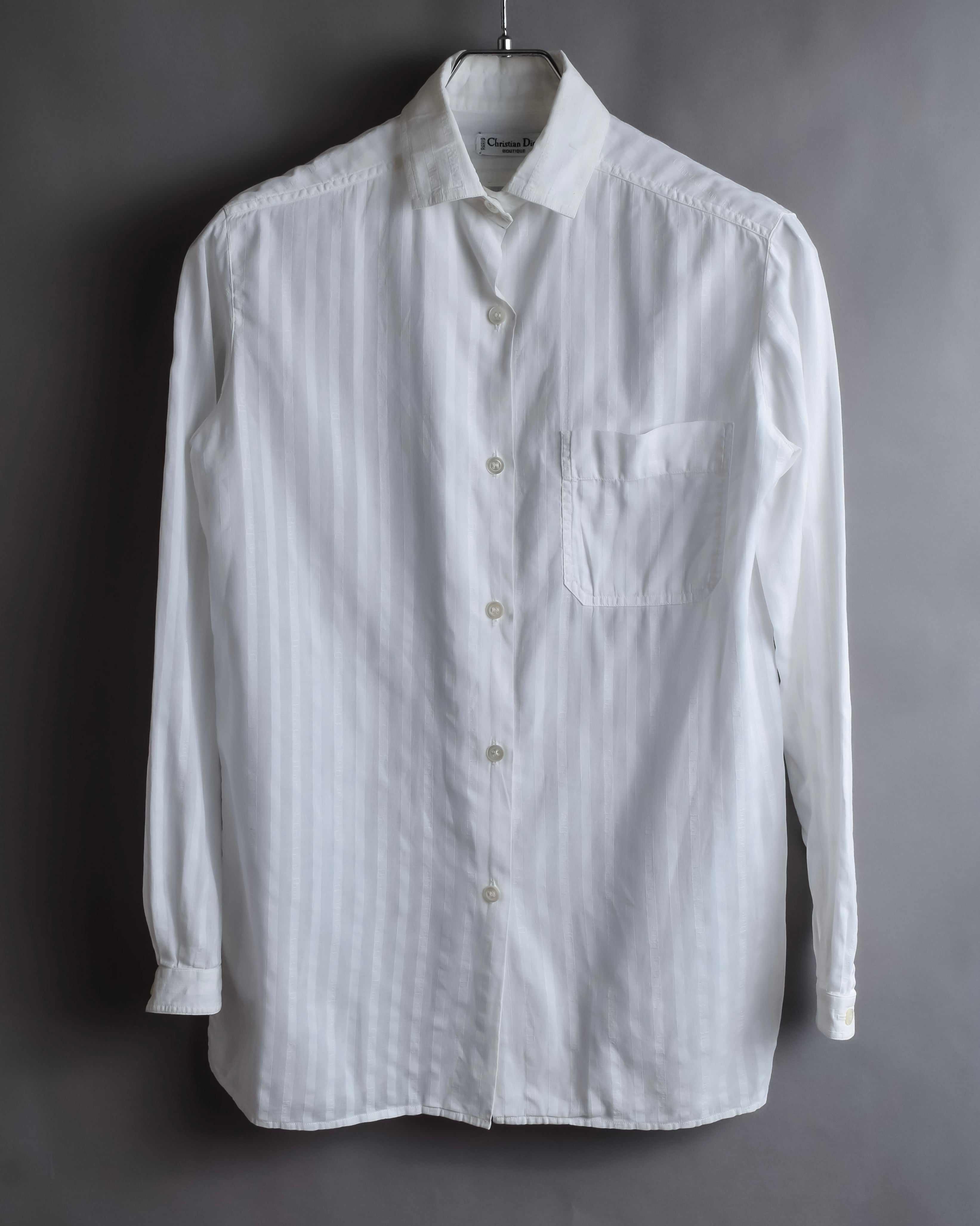 "Christian Dior" 90's Logo engraved striped shirt