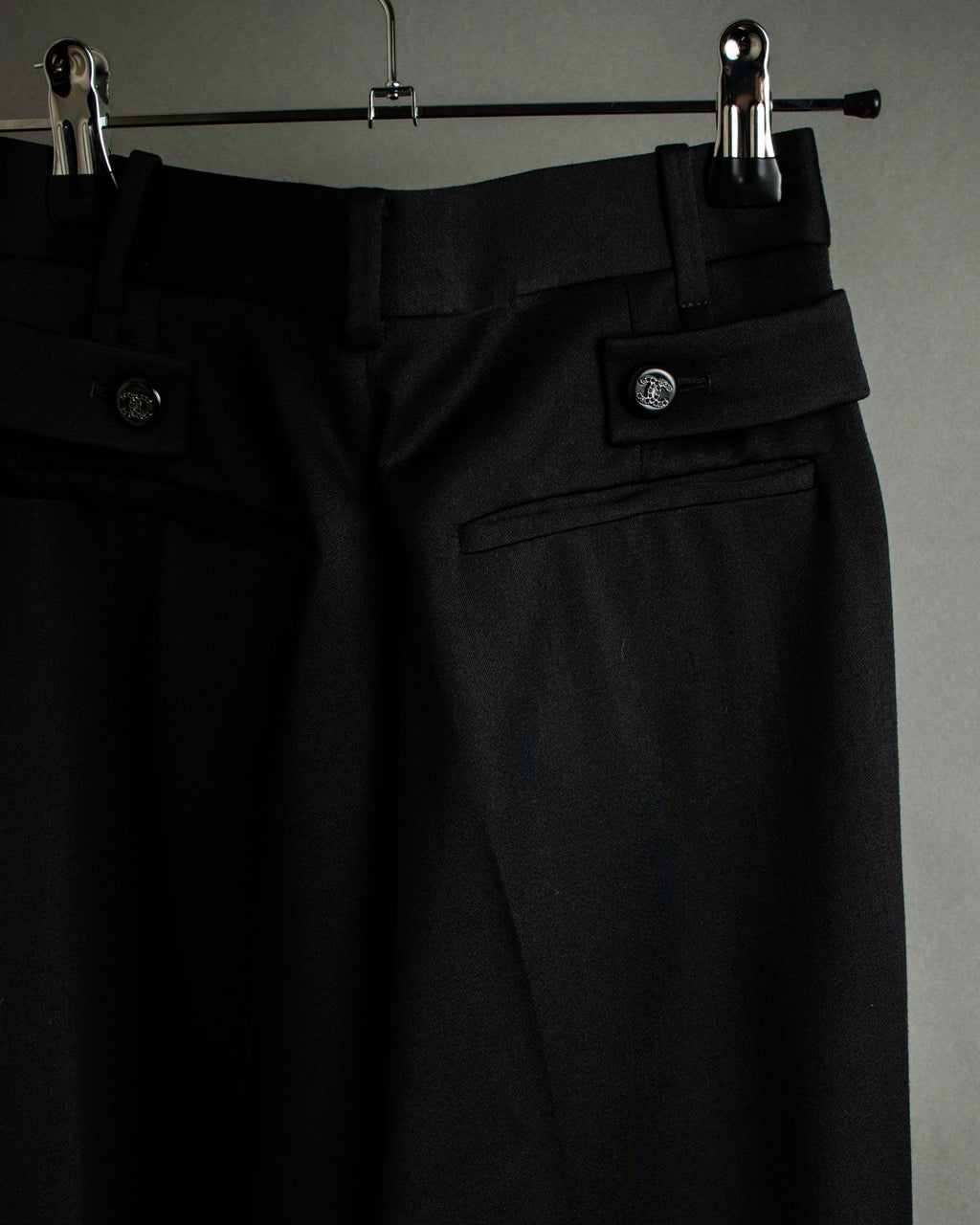 "CHANEL" Fringe design high waist straight cut slacks