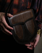 "YVES SAINT LAURENT" Brogue decorative design lizard embossed leather shoulder bag