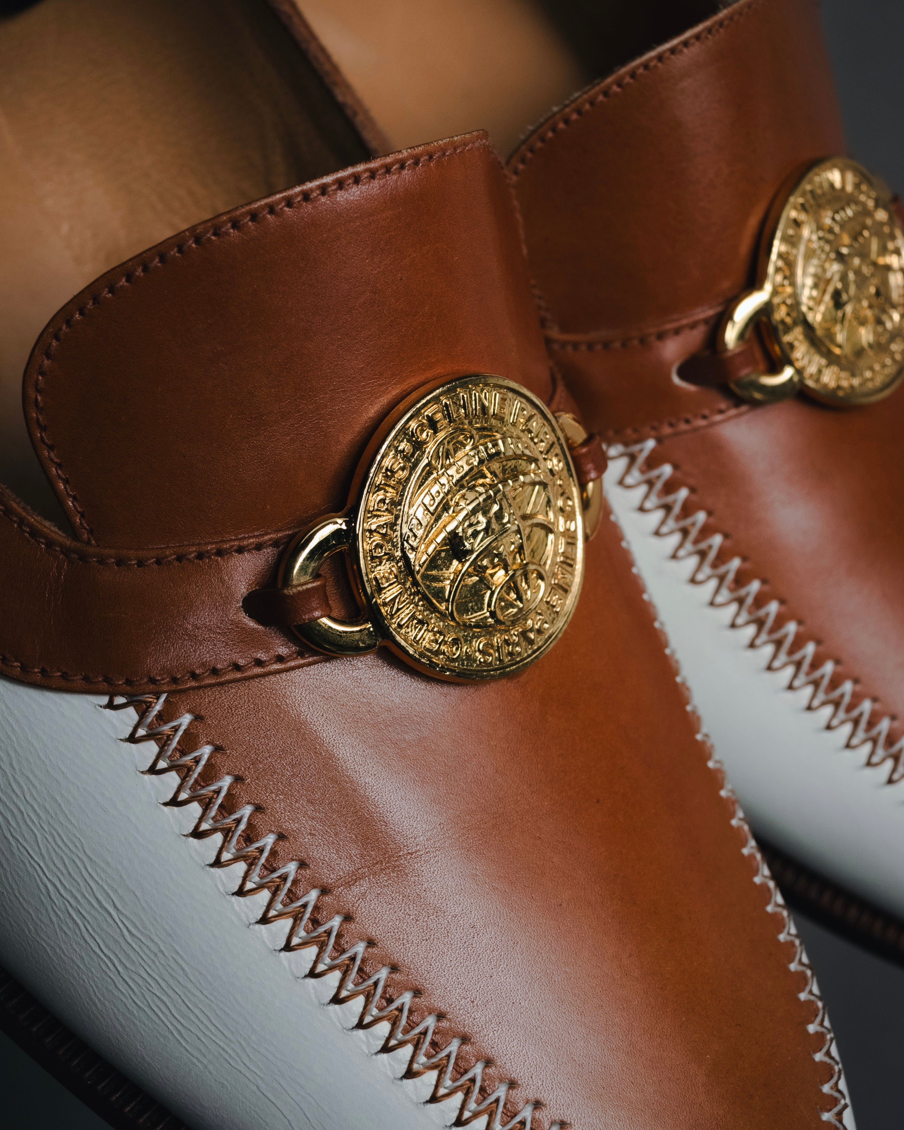 "CELINE" 70’s-80’s Spectator triumph medallion loafers