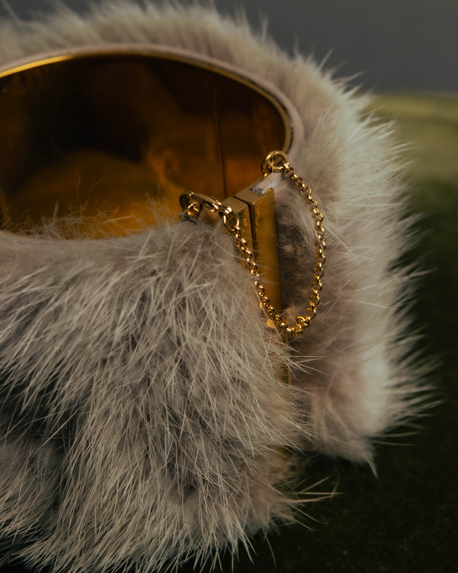 “CELINE” 2010’s Fur covered cuff bracelet