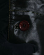 "KATHARINE HAMNETT LONDON"
90’s-00’s Panel-constructed  ever green leather tailored blazer