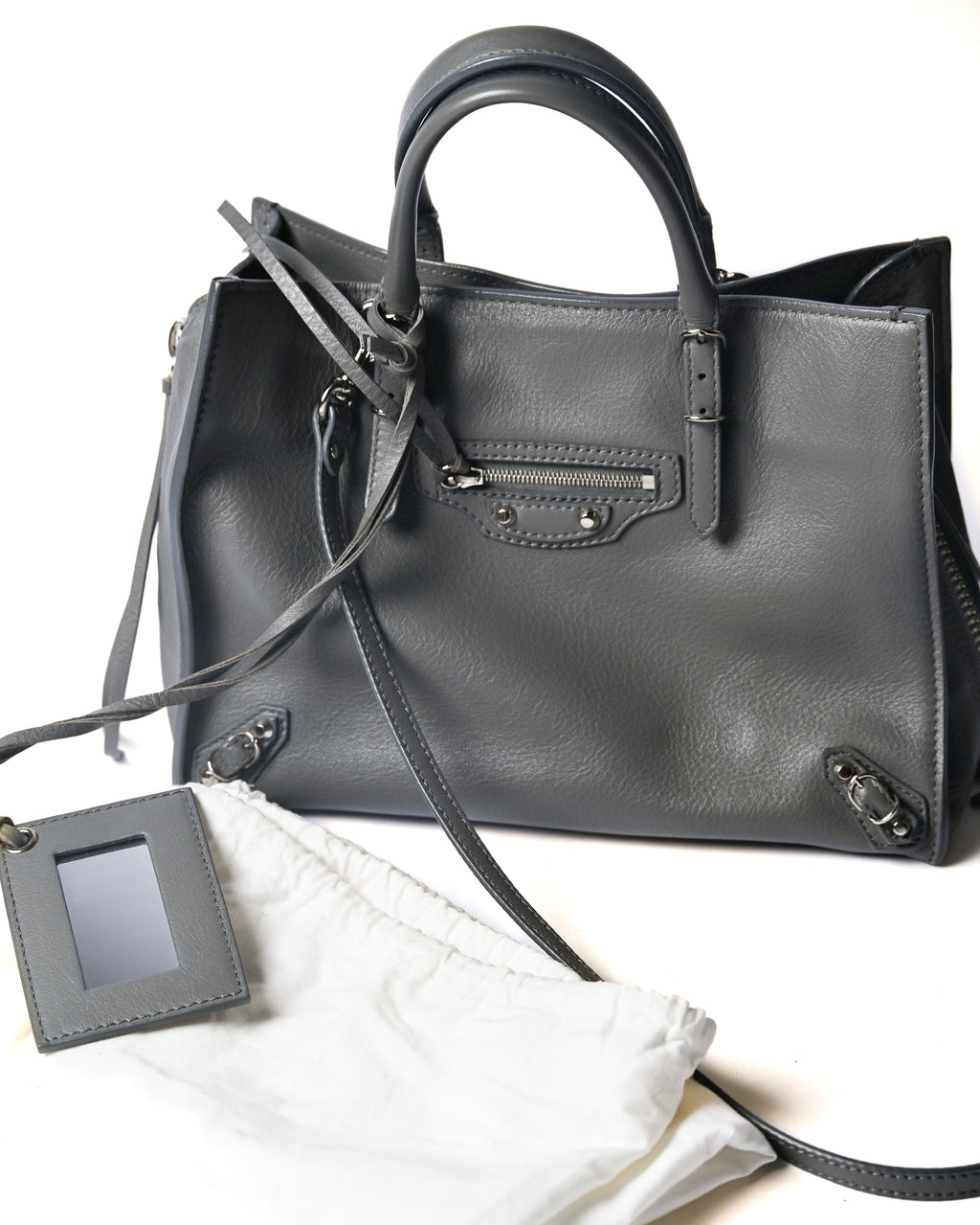 BALENCIAGA/ “Papier A6 ” Zip Around 2 Way Handbag Gray