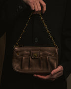 "Salvatore Ferragamo" 2000’s gathered metallic leather ball-link shoulder bag