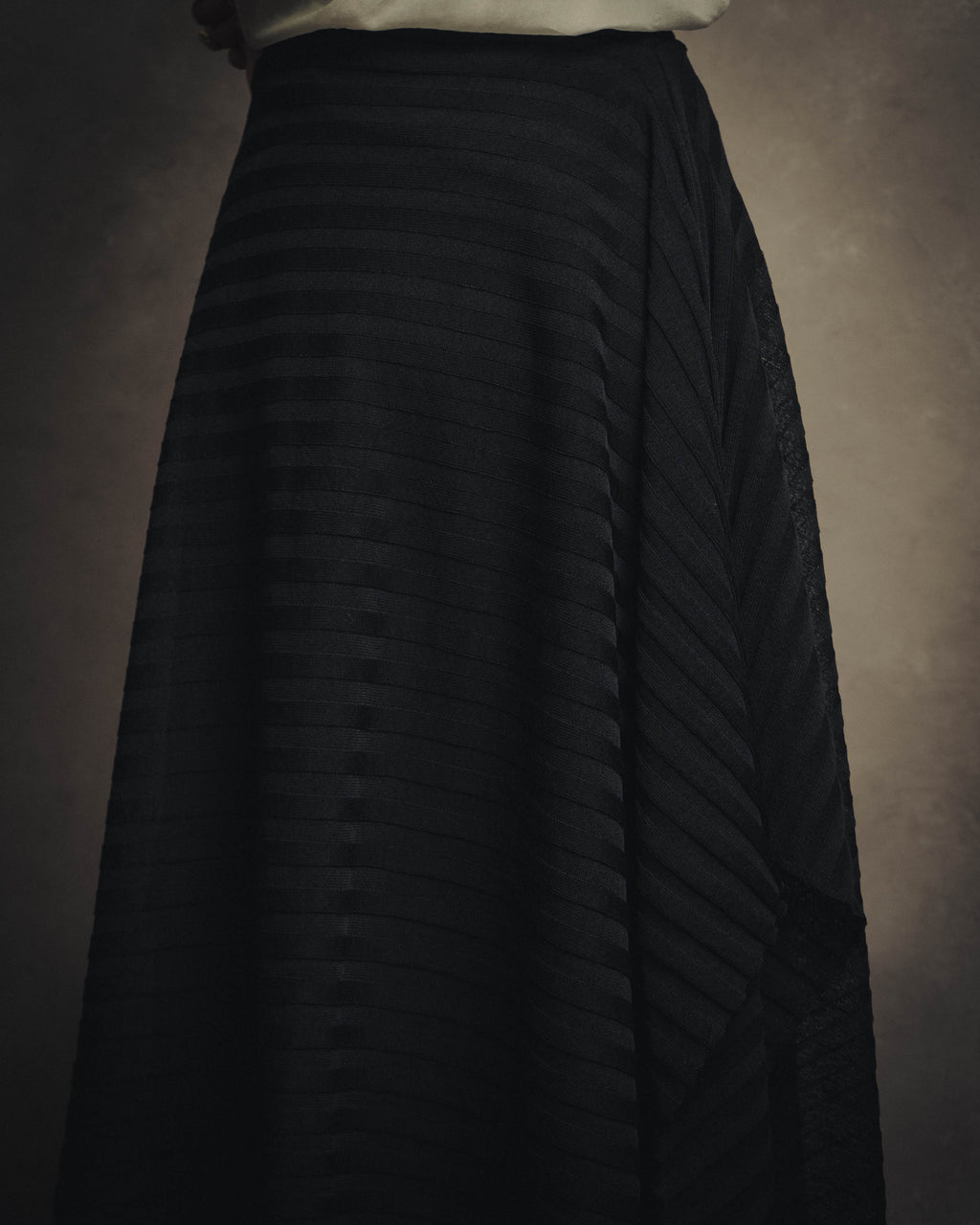 -SPECIAL- “Christian Dior“ 00’s-10’s Sheer ribbed asymmetric long skirt