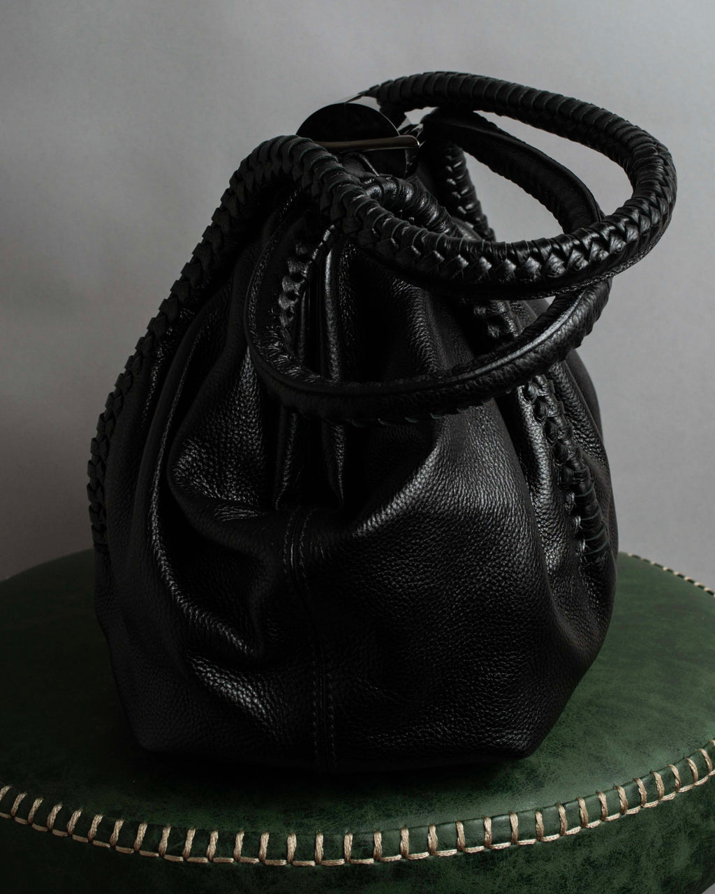 "Salvatore Ferragamo" Draping design lace-up detail leather bag