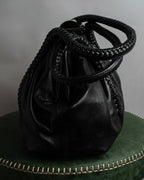 "Salvatore Ferragamo" Draping design lace-up detail leather bag