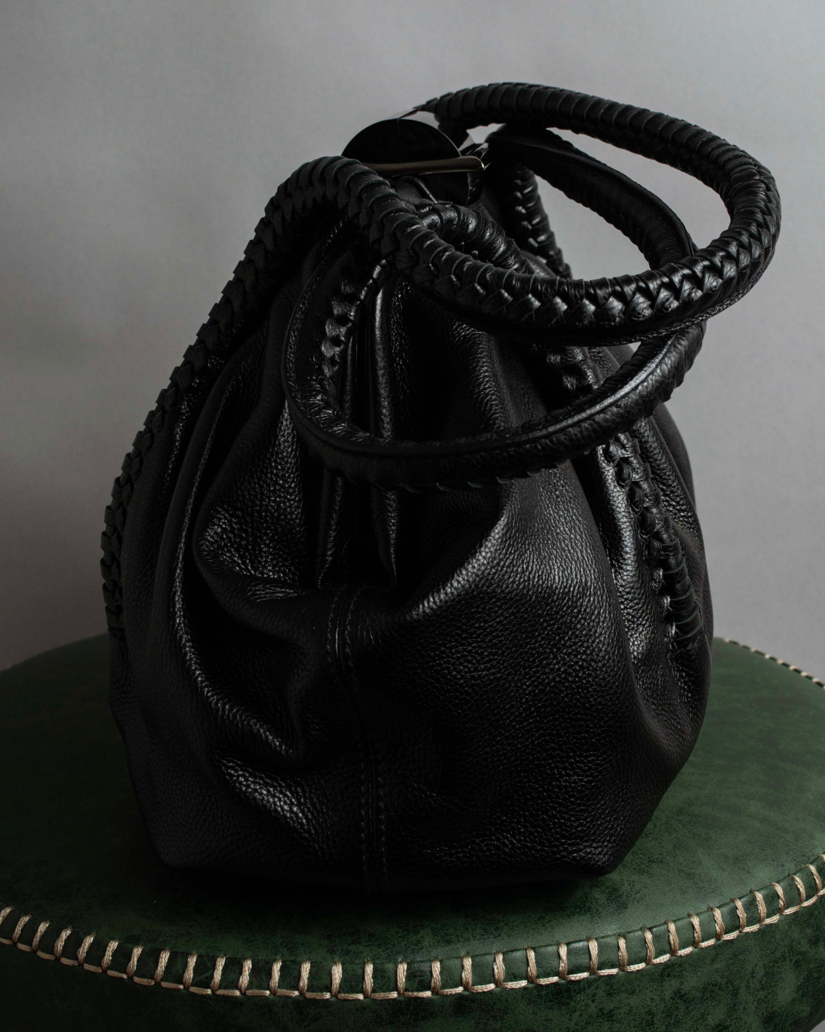 "Salvatore Ferragamo" Draping design lace-up detail leather bag