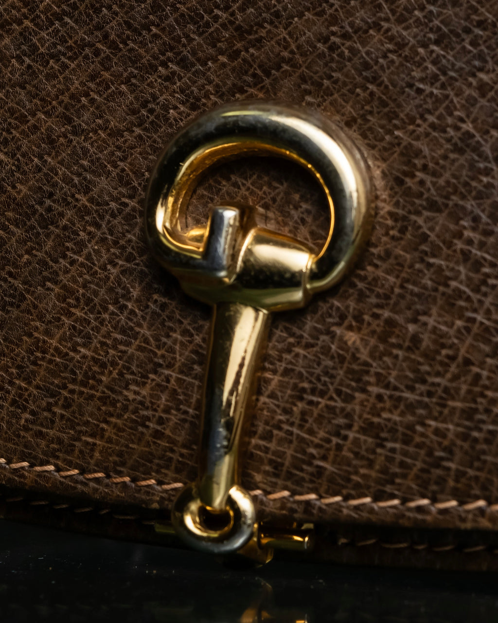 "GUCCI" Vintage horsebit motif leather shoulder bag
