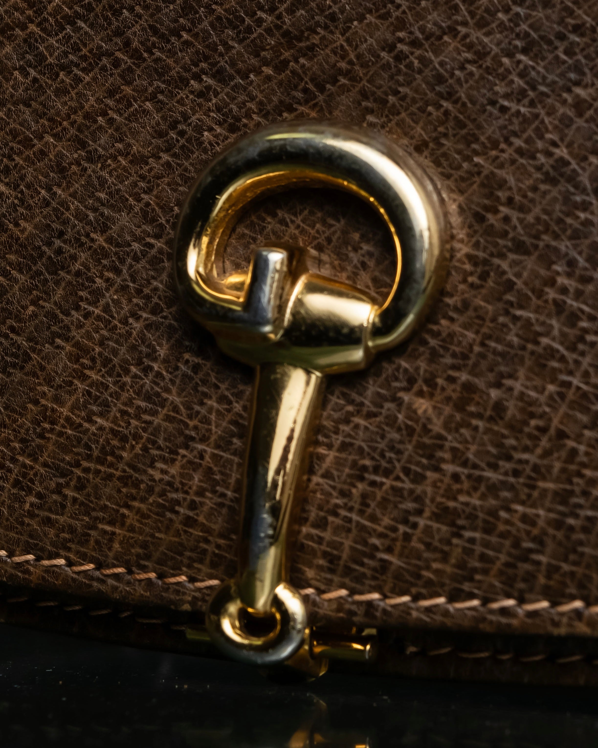 "GUCCI" Vintage horsebit motif leather shoulder bag